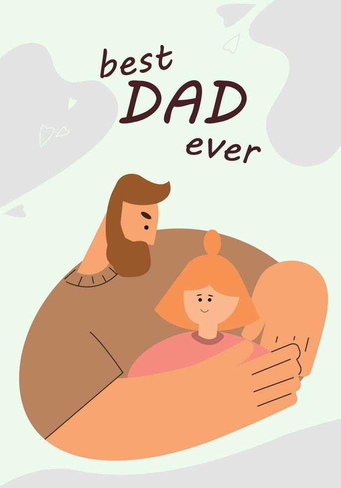 gelukkig vader dag groet kaart. vader en dochter. tekenfilm stijl vector