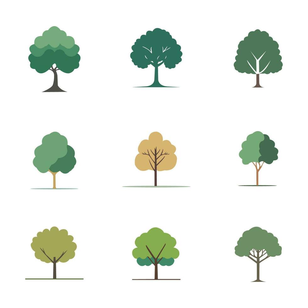 vector reeks van verscheidenheid planten en bomen