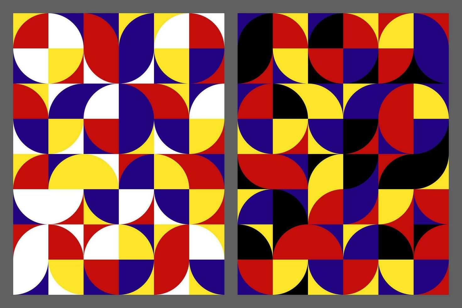 meetkundig abstract achtergrond patroon. bauhaus stijl kunst. cirkel, halve cirkel, vierkant. ontworpen gebruik makend van primair kleur tonen. vector illustratie.