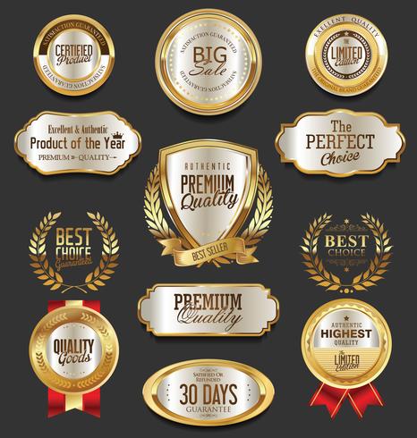 Luxe premium gouden insignes en labels vector