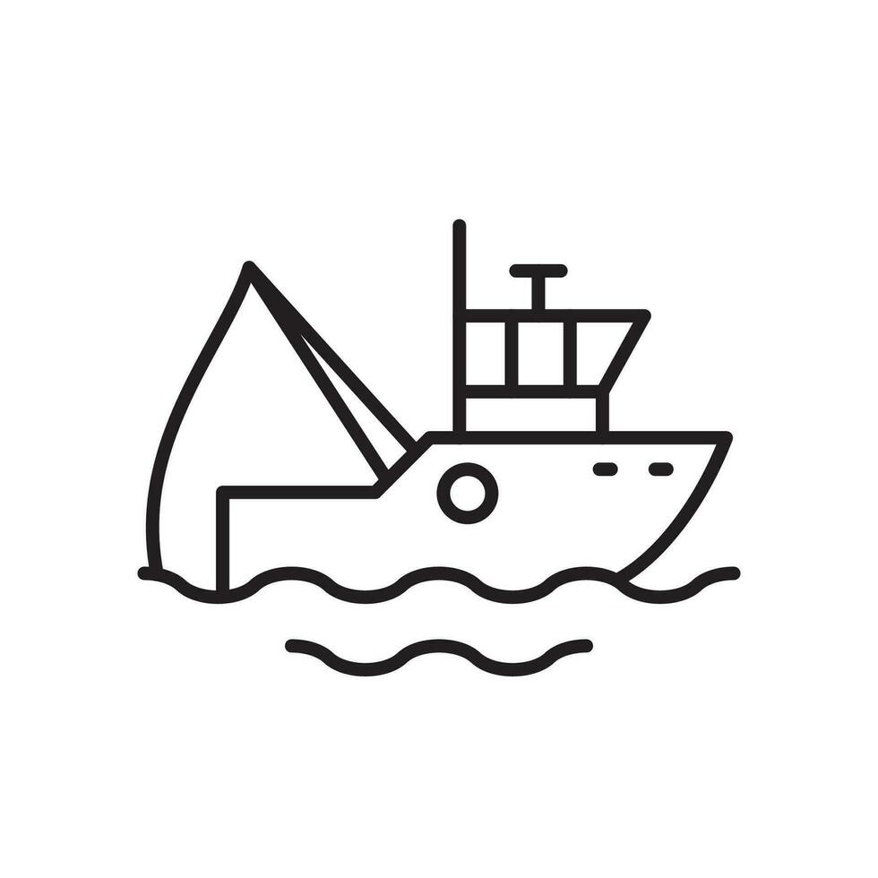 visvangst schip. lijn icoon. vector