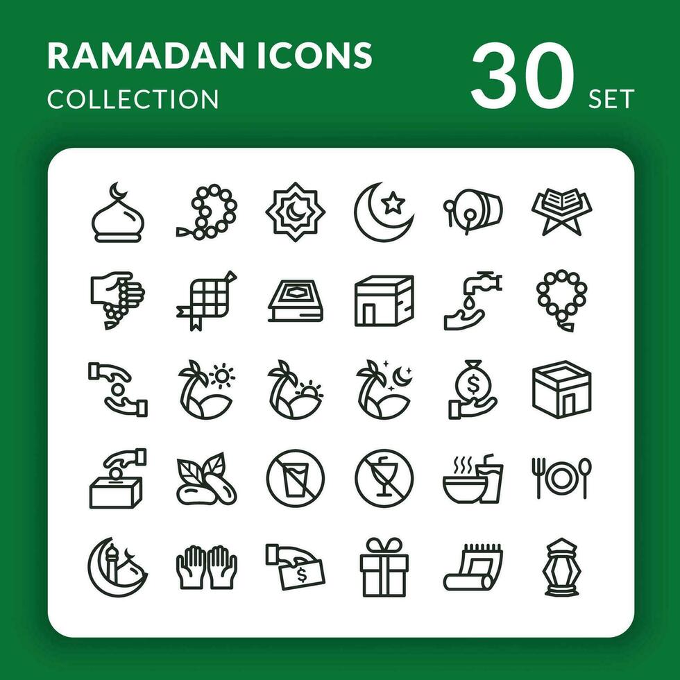 Ramadan pictogrammen pak verzameling met lijn stijl vector grafisch