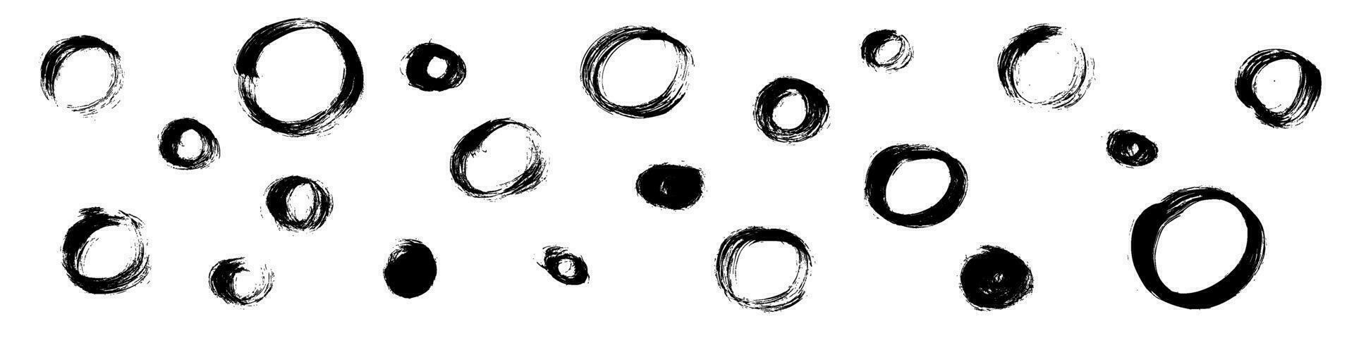inkt cirkel kader met ruw grunge textuur, penseel slagen. lijn en vorm elementen in zwart voor diepte. vlak vector illustratie geïsoleerd Aan wit achtergrond.