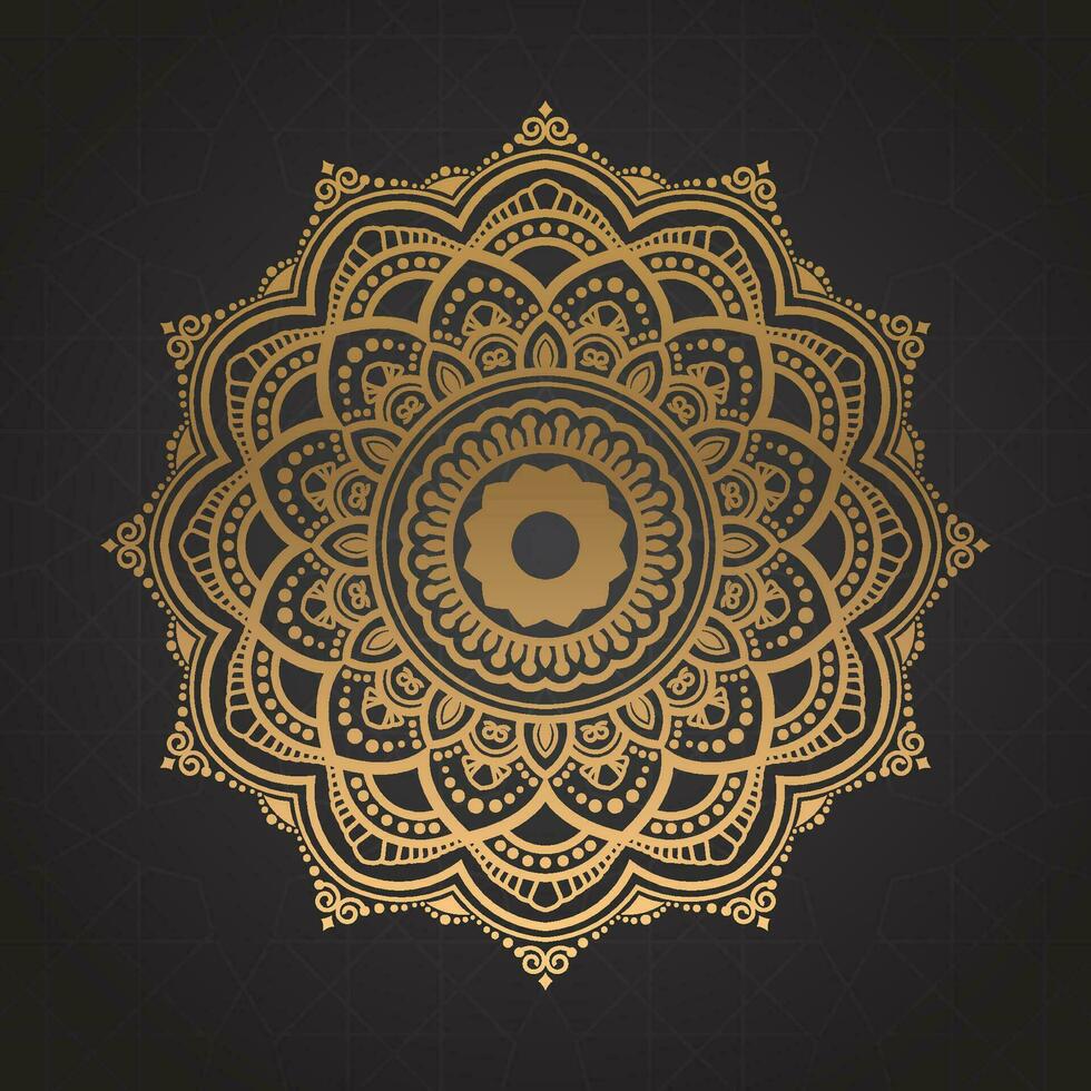 luxe gouden sier mandala vector achtergrondontwerp. decoratieve mandala voor tattoo, mehndi, islamitisch patroon, ornament, kunst, henna, indisch patroon, print, poster, dekking, brochure, flyer, banner