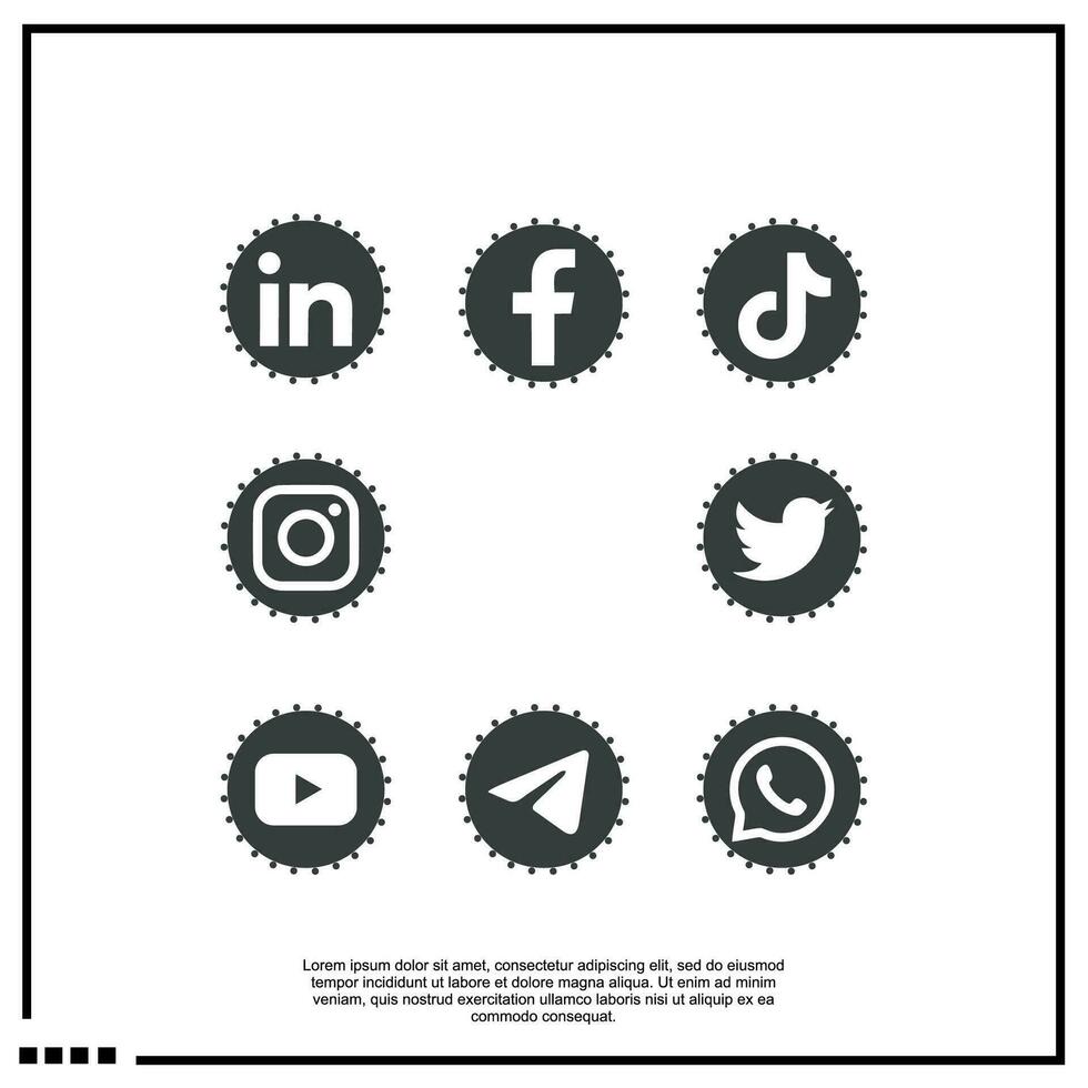 sociaal media voor facebook, gekoppeld, youtube, twitteren, instagram, tiktok vector