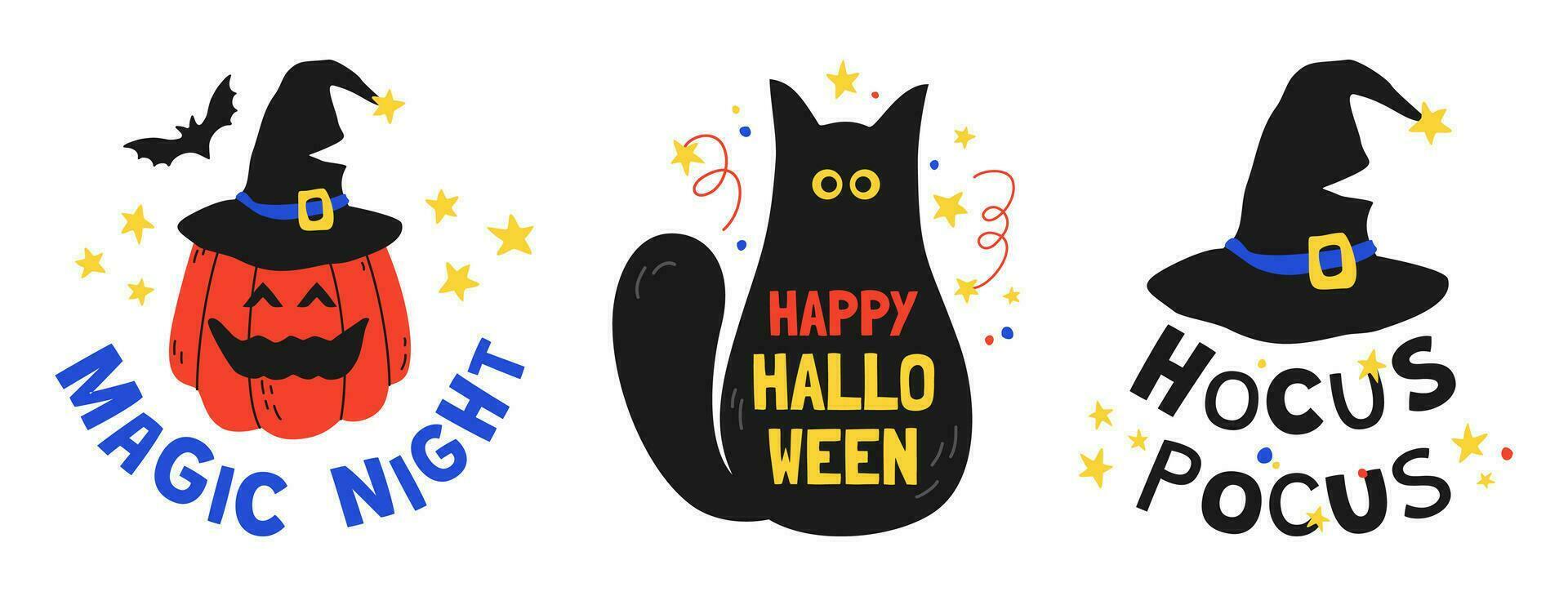 reeks van elementen voor halloween. vector sjabloon voor de vakantie. ideaal voor stickers, affiches, nakruising, afdrukken.