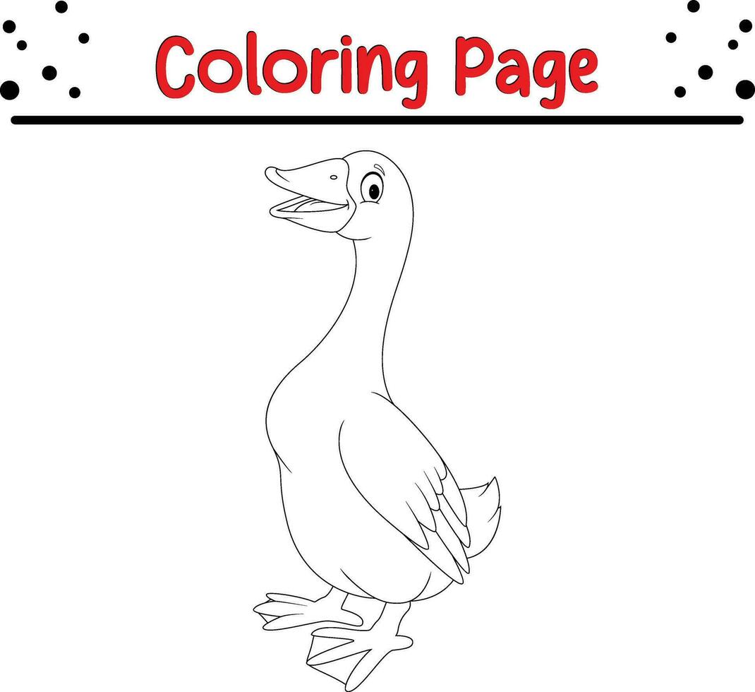 schattig eend tekenfilm kleur bladzijde illustratie vector. vogel kleur boek voor kinderen. vector