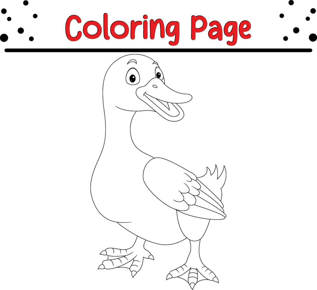 schattig eend tekenfilm kleur bladzijde illustratie vector. vogel kleur boek voor kinderen. vector