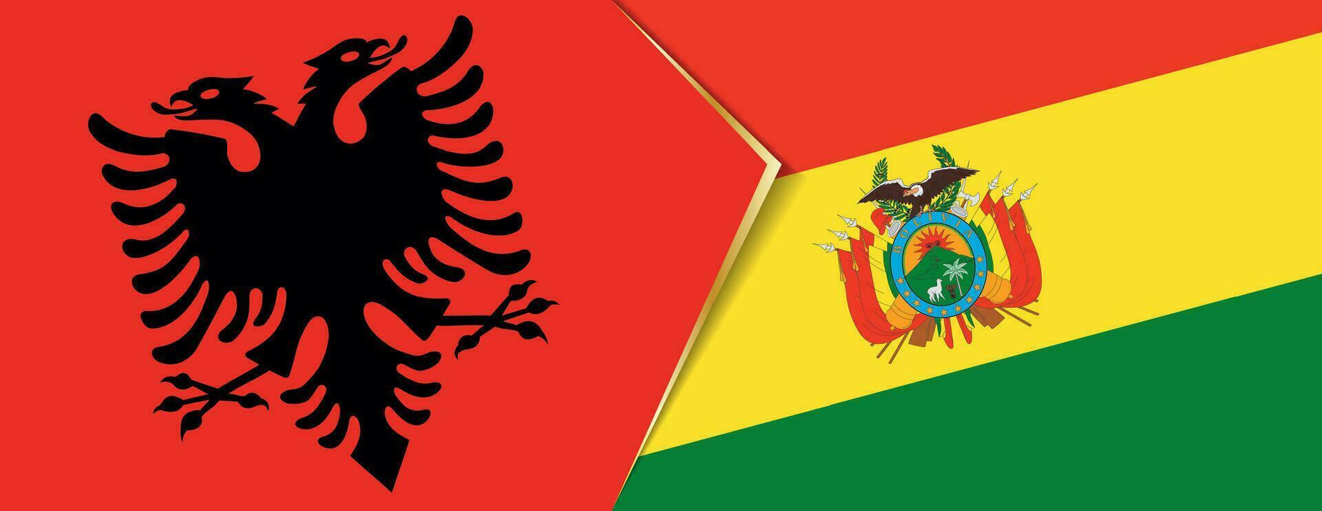 Albanië en Bolivia vlaggen, twee vector vlaggen.