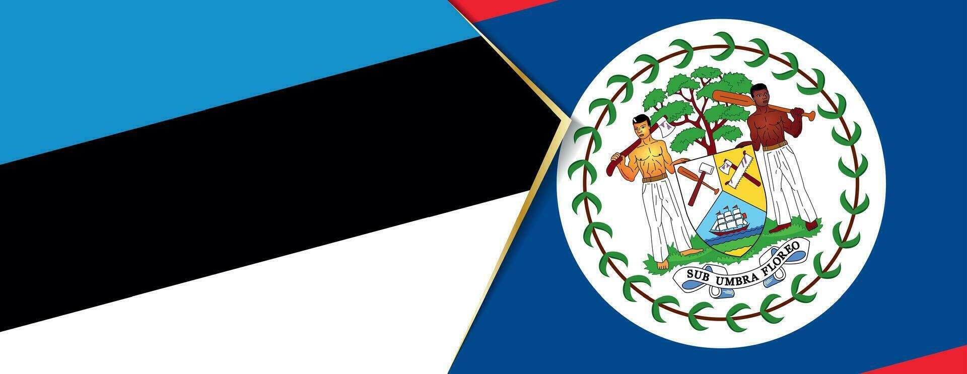 Estland en Belize vlaggen, twee vector vlaggen.