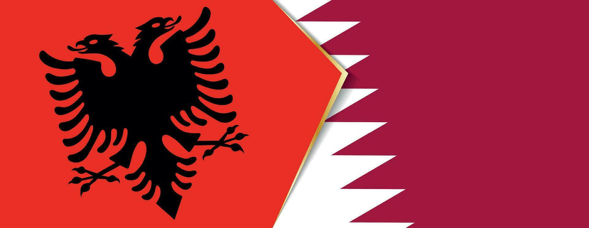 Albanië en qatar vlaggen, twee vector vlaggen.