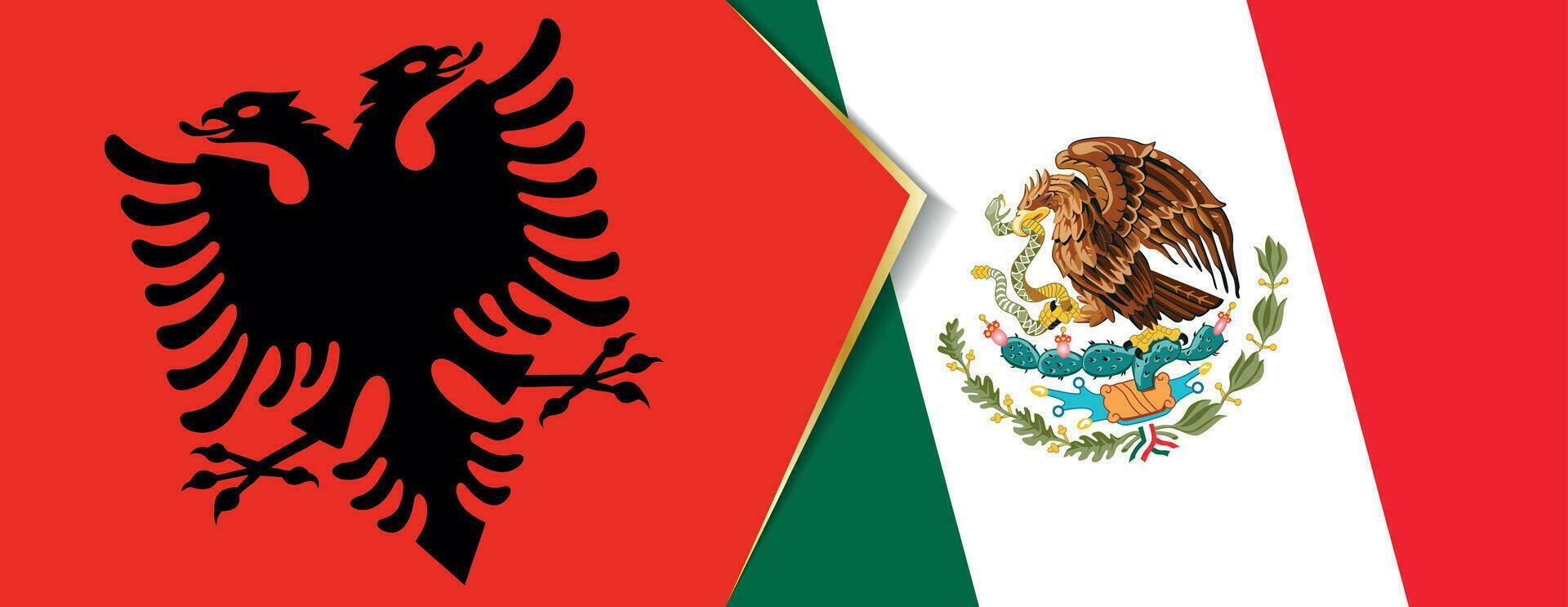 Albanië en Mexico vlaggen, twee vector vlaggen.