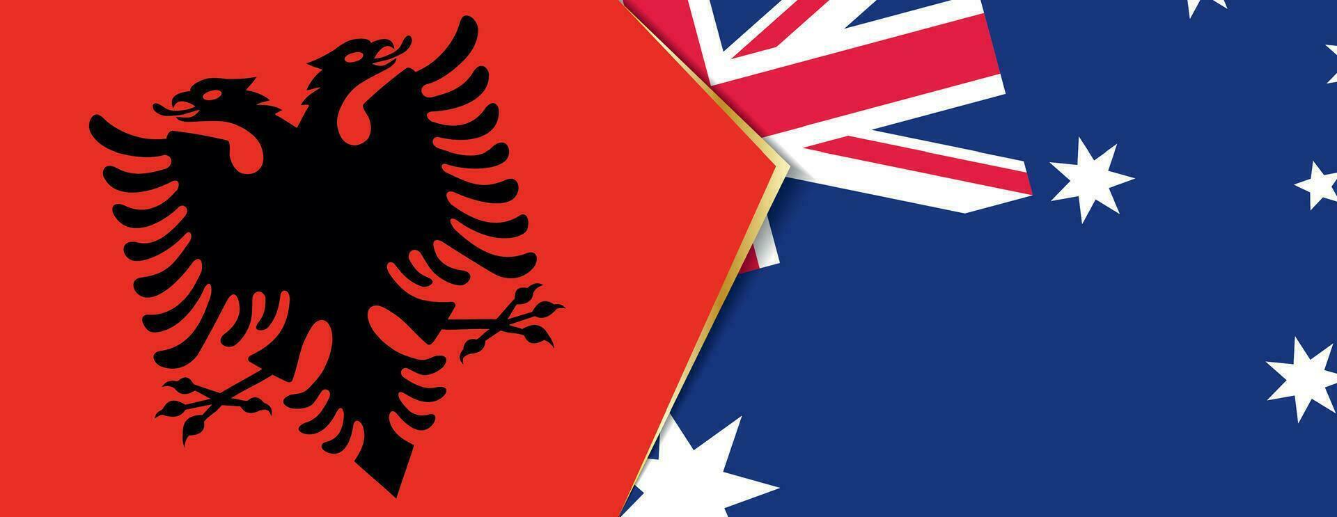 Albanië en Australië vlaggen, twee vector vlaggen.