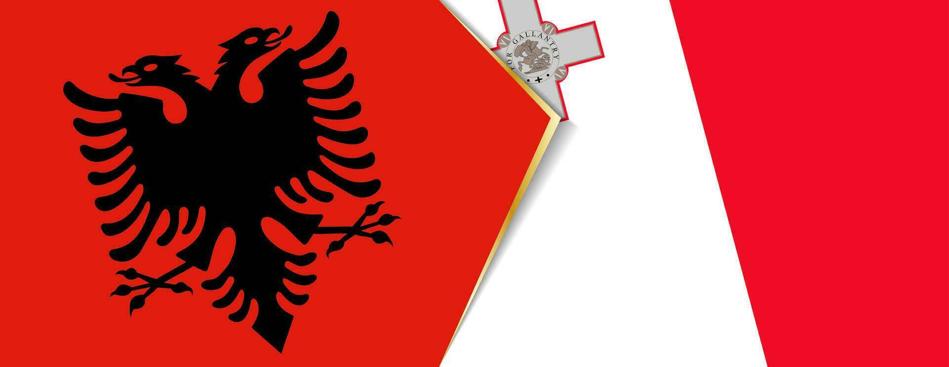 Albanië en Malta vlaggen, twee vector vlaggen.