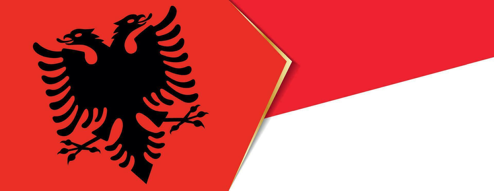 Albanië en Indonesië vlaggen, twee vector vlaggen.