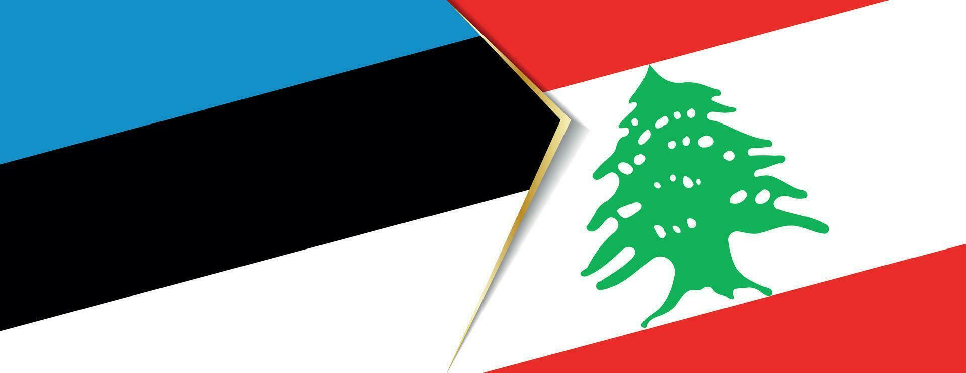 Estland en Libanon vlaggen, twee vector vlaggen.