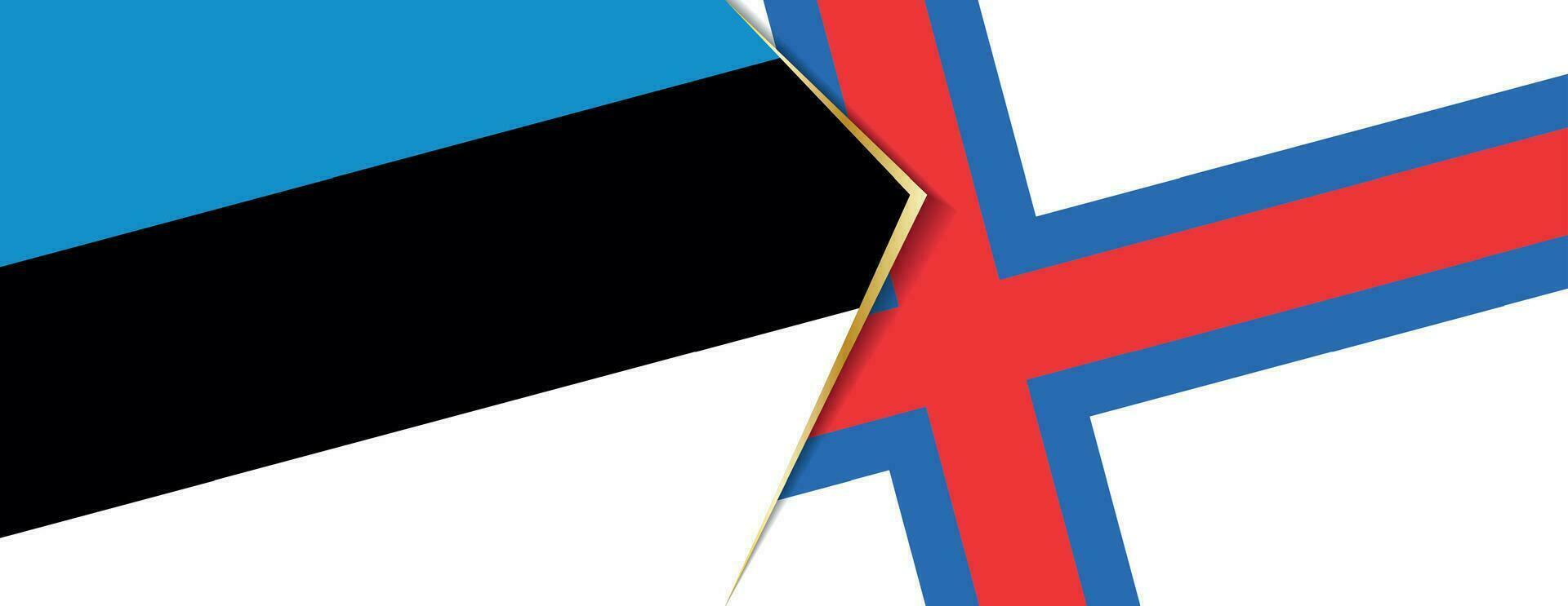 Estland en Faeröer eilanden vlaggen, twee vector vlaggen.