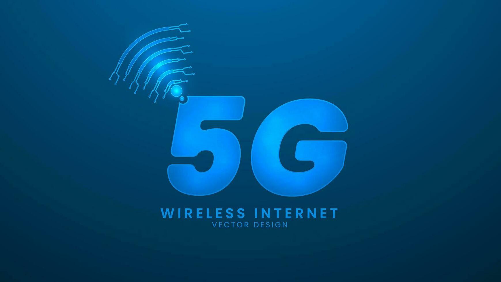 generatie draadloze internet netwerk verbinding 5e. internet verbinding 5g. vector illustratie met licht effect en neon