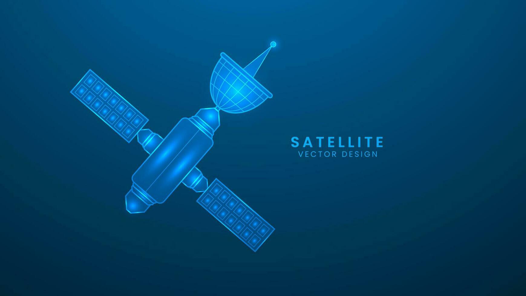ruimte satelliet communicatie technologie netwerk. vector illustratie met licht effect en neon