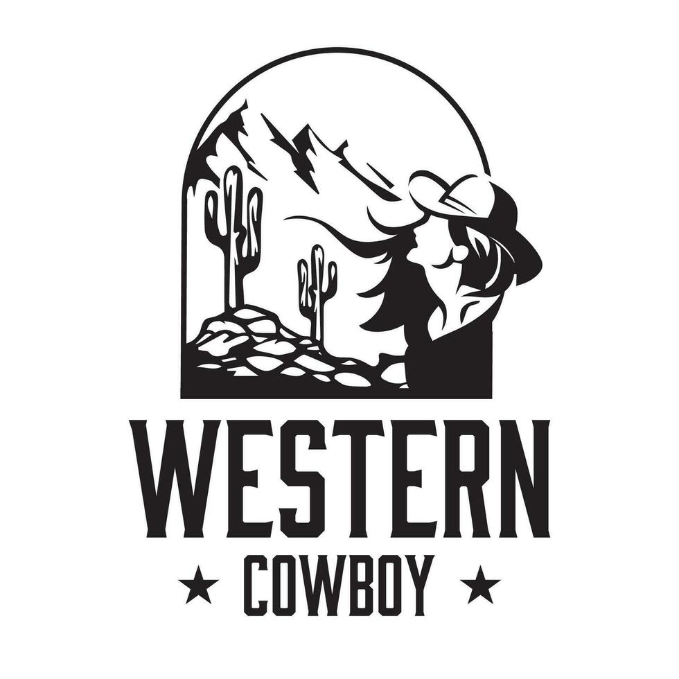 western cowboy logo ontwerp sjabloon vector