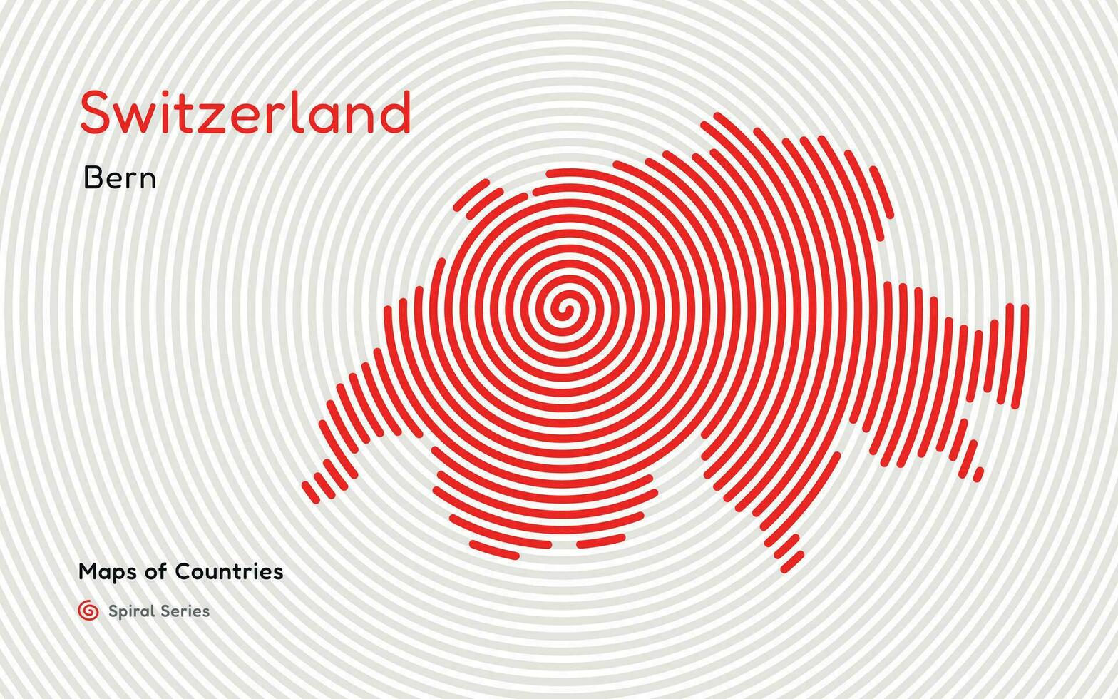 creatief kaart van Zwitserland, politiek kaart. bern. hoofdstad. wereld landen vector kaarten serie. spiraal, vingerafdruk serie