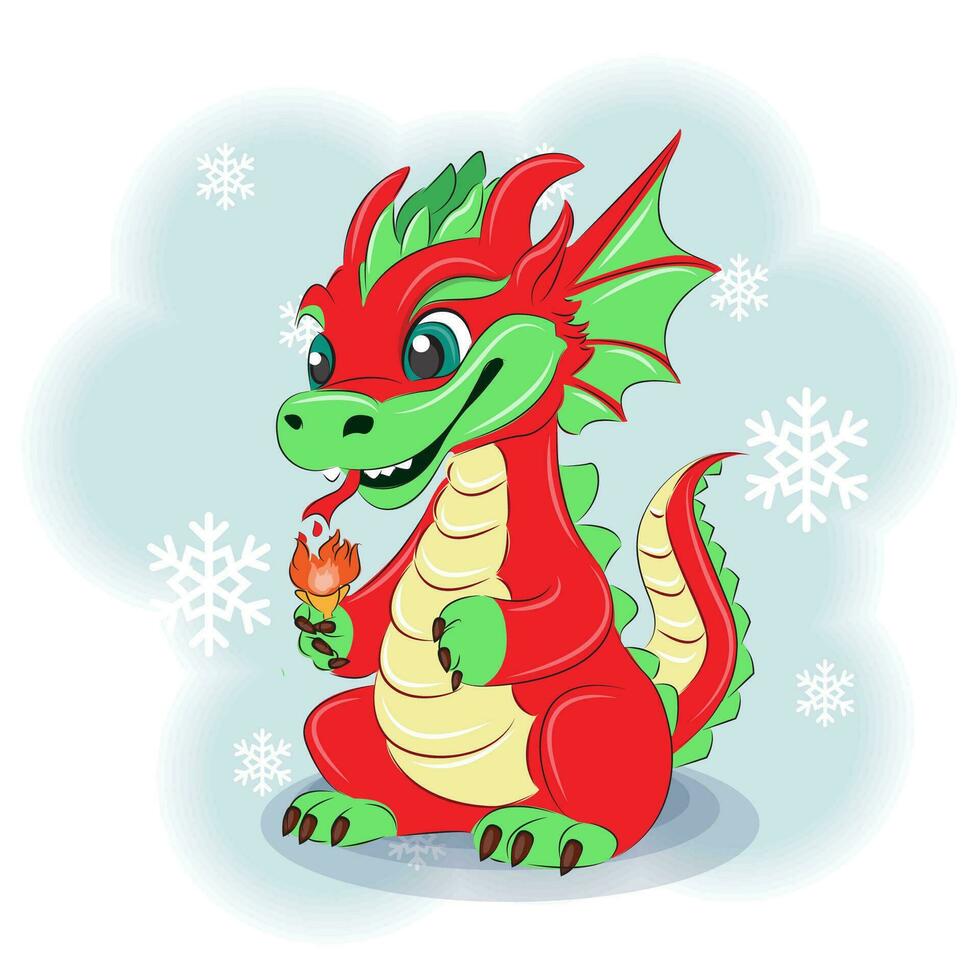 schattig draak Kerstmis of nieuw jaar vector illustratie