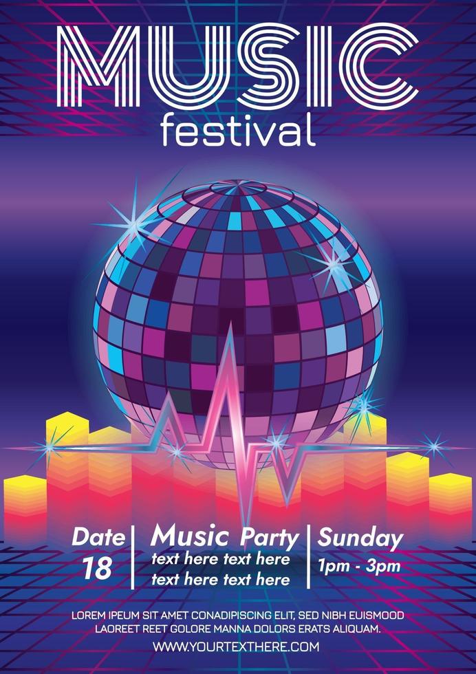elektronische muziek disco muziekfestival poster voor feest vector