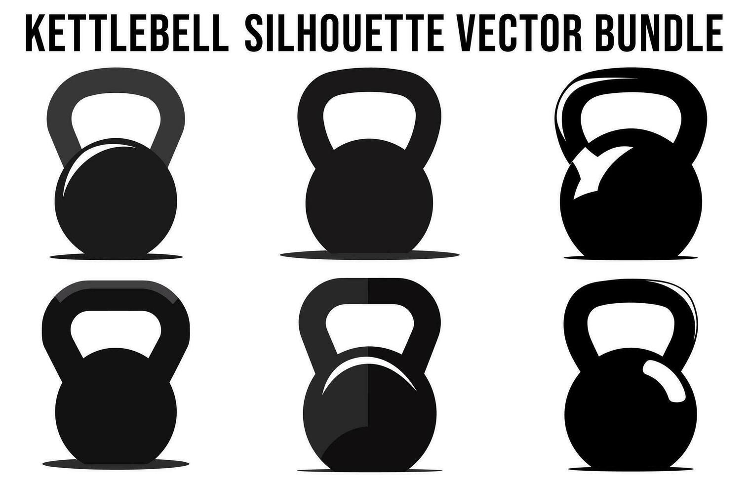 reeks van kettlebell silhouet vector bundel, Sportschool uitrusting element silhouetten