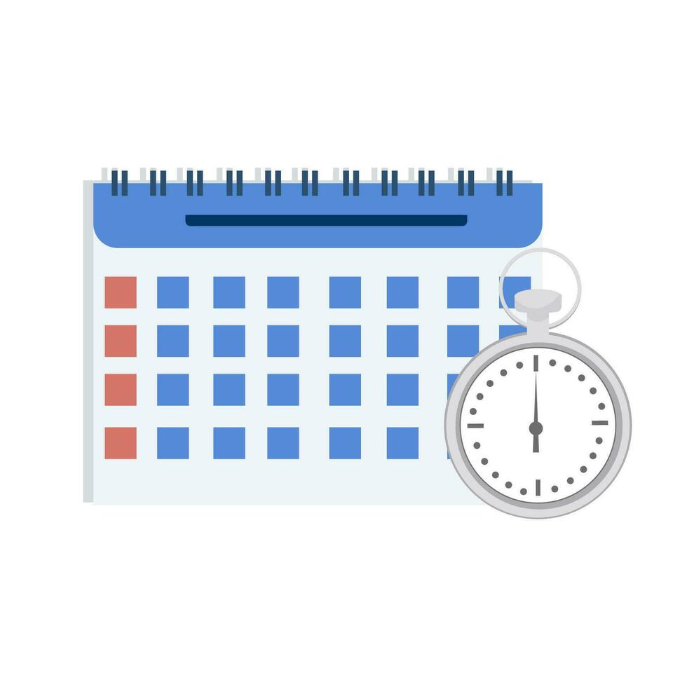 kalender en stopwatch geïsoleerd Aan wit achtergrond voorraad vector illustratie. productiviteit, organisatie concept.