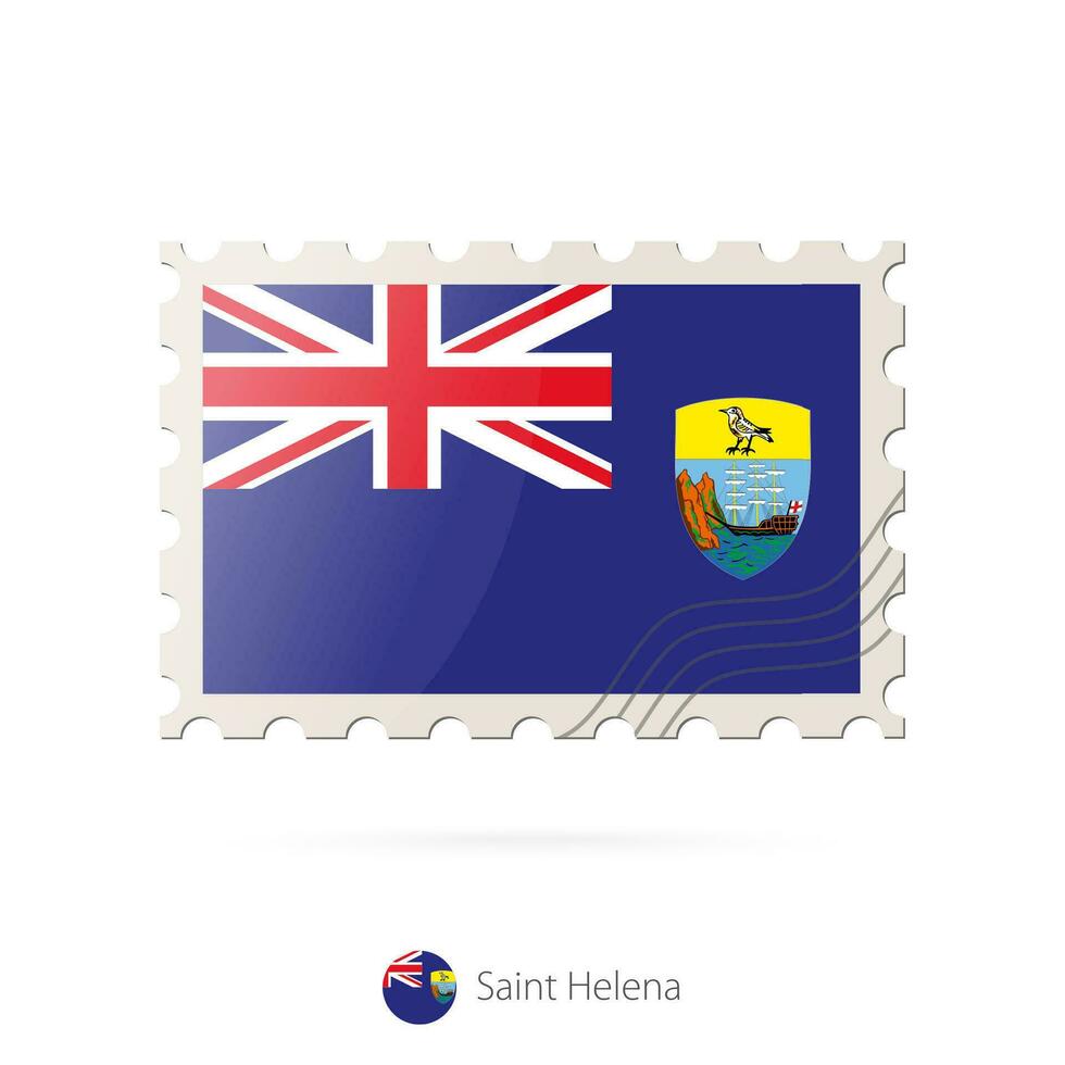 port postzegel met de beeld van heilige helena vlag. vector
