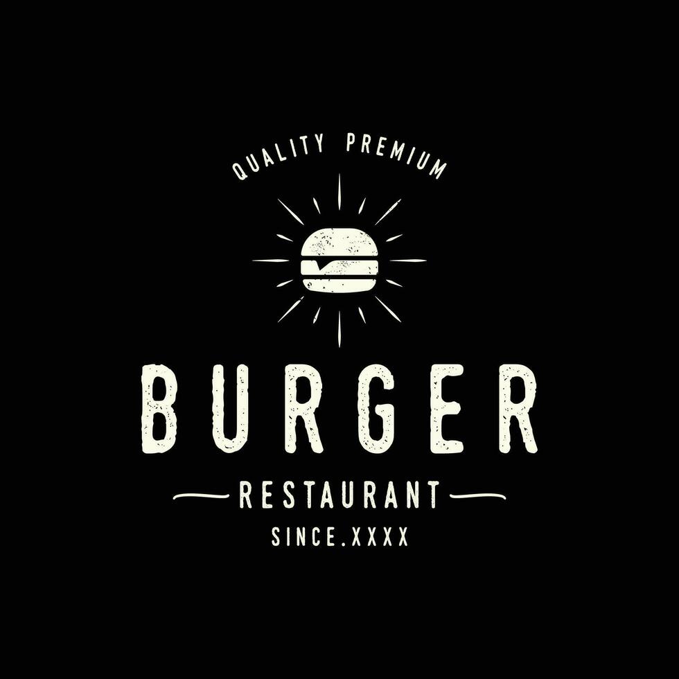 retro wijnoogst heet hamburger vers en smakelijk logo ontwerp. logo voor restaurant, bedrijf, label, insigne en embleem. vector