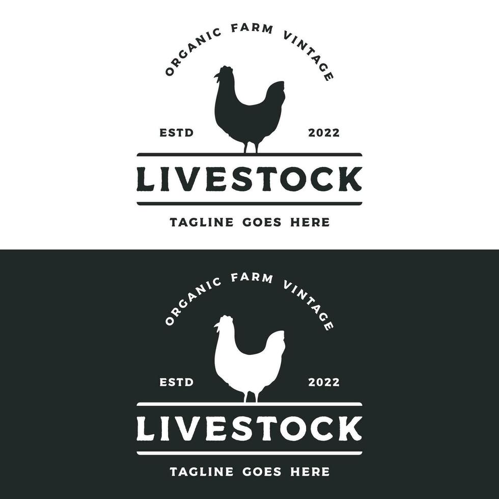 retro wijnoogst biologisch kip boerderij logo sjabloon ontwerp. geïnspireerd door dier landbouw. vector