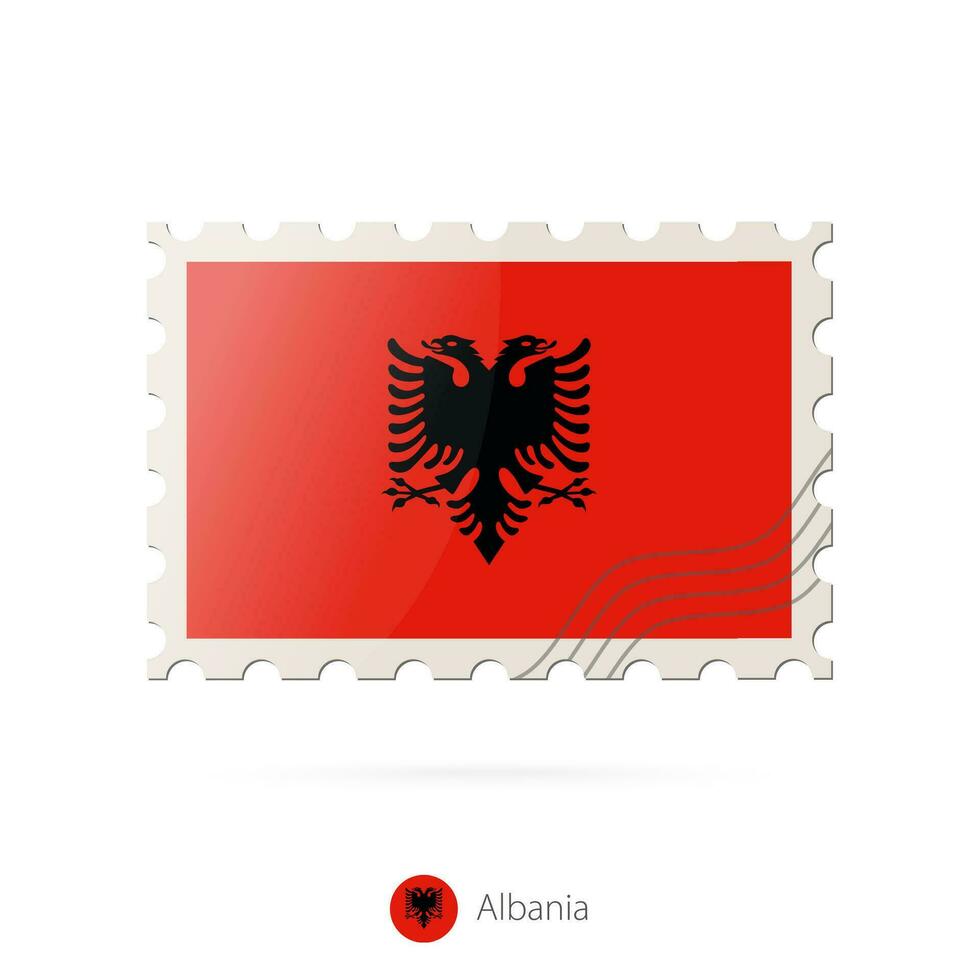 port postzegel met de beeld van Albanië vlag. vector