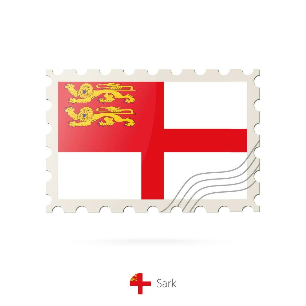 port postzegel met de beeld van sark vlag. vector