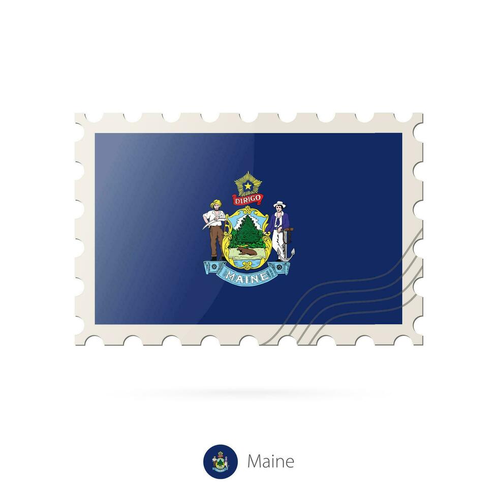 port postzegel met de beeld van Maine staat vlag. vector