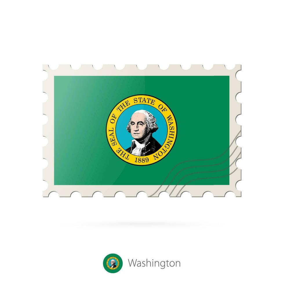 port postzegel met de beeld van Washington staat vlag. vector