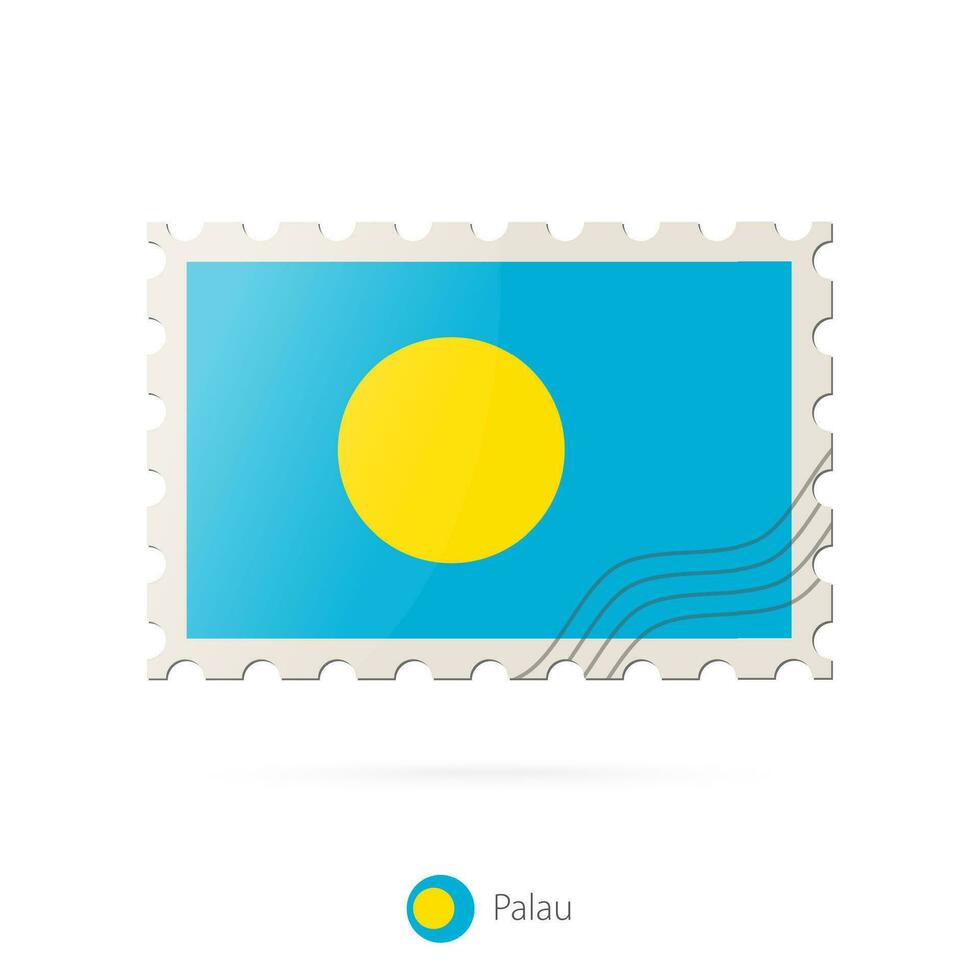 port postzegel met de beeld van Palau vlag. vector