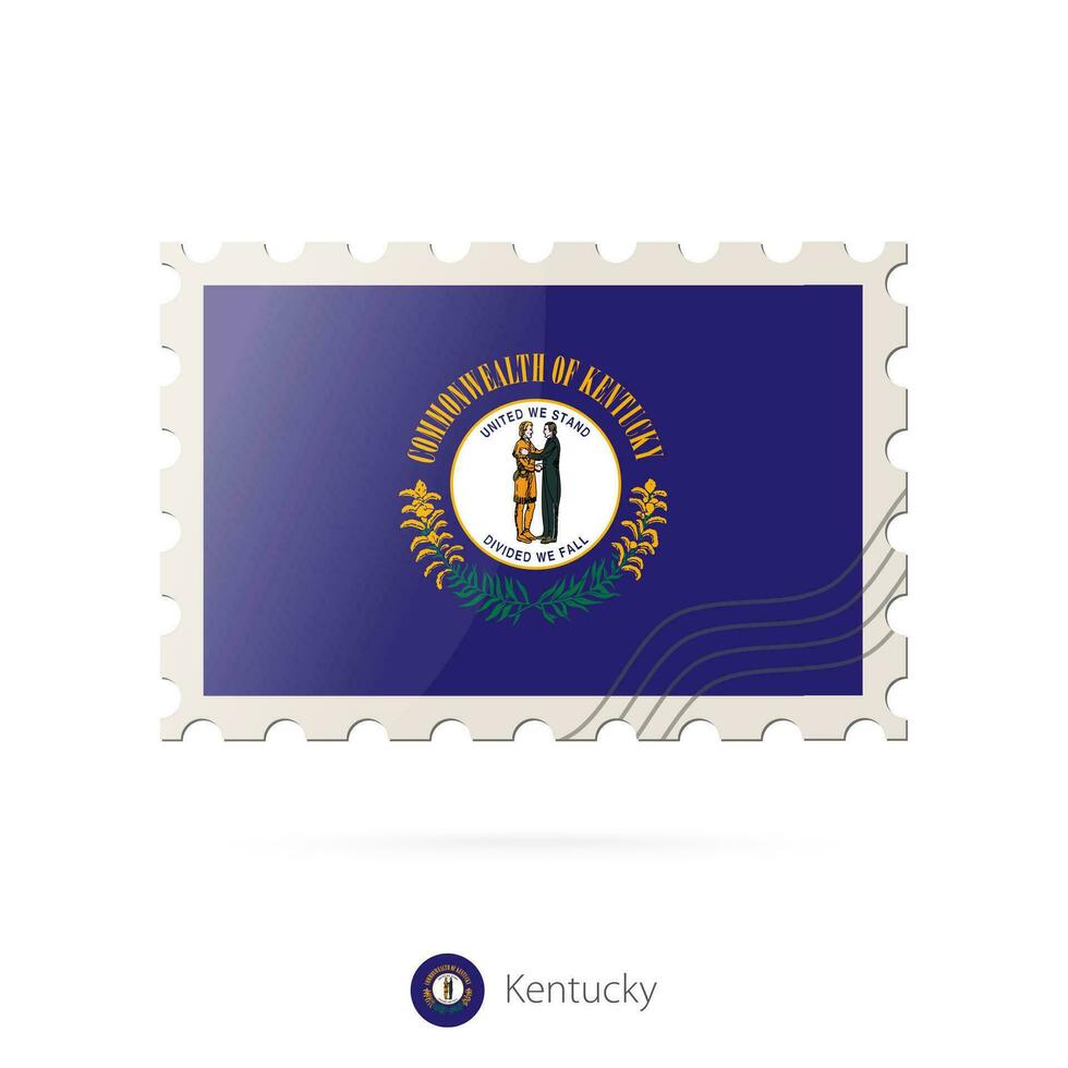 port postzegel met de beeld van Kentucky staat vlag. vector