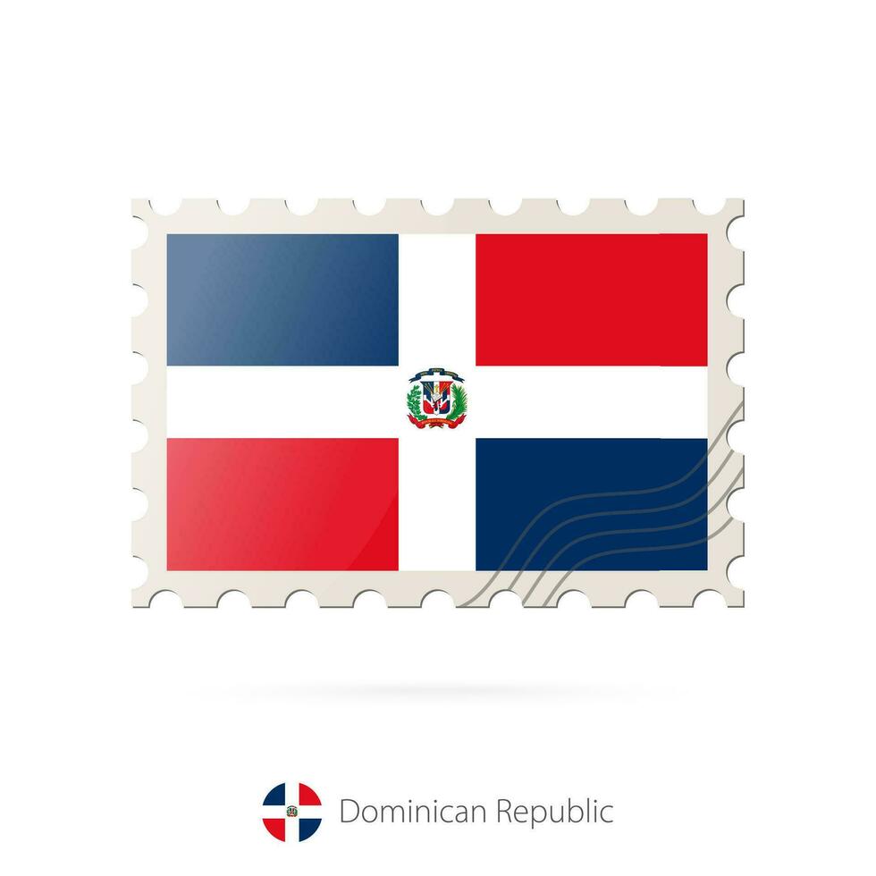 port postzegel met de beeld van dominicaans republiek vlag. vector