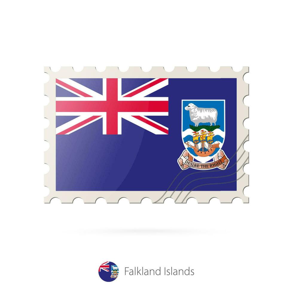 port postzegel met de beeld van Falkland eilanden vlag. vector