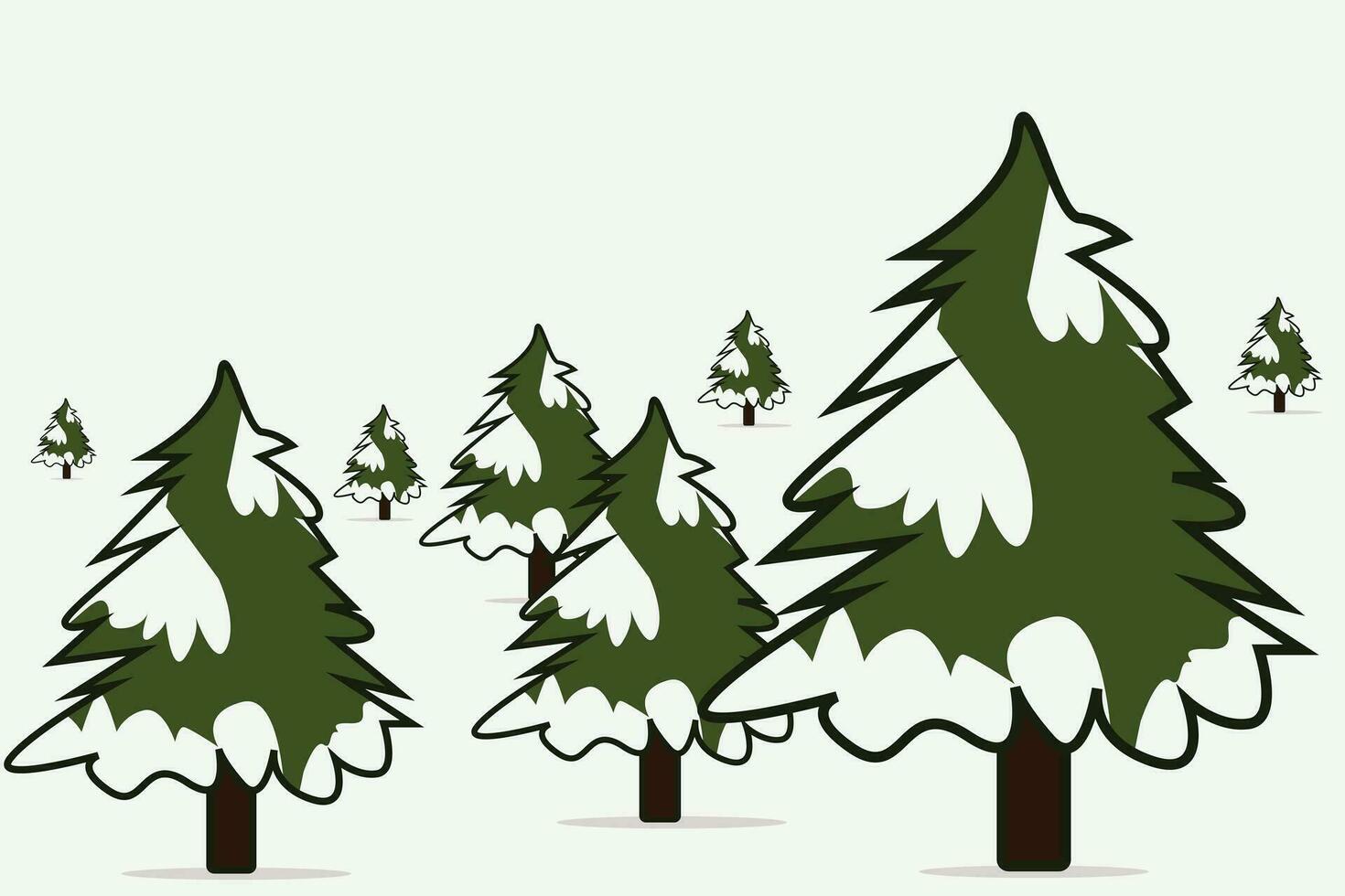 vector verzameling van pijnboom bomen gedekt in sneeuw, Kerstmis boom decoraties, pijnboom ornamenten, Kerstmis vakantie. vector illustratie