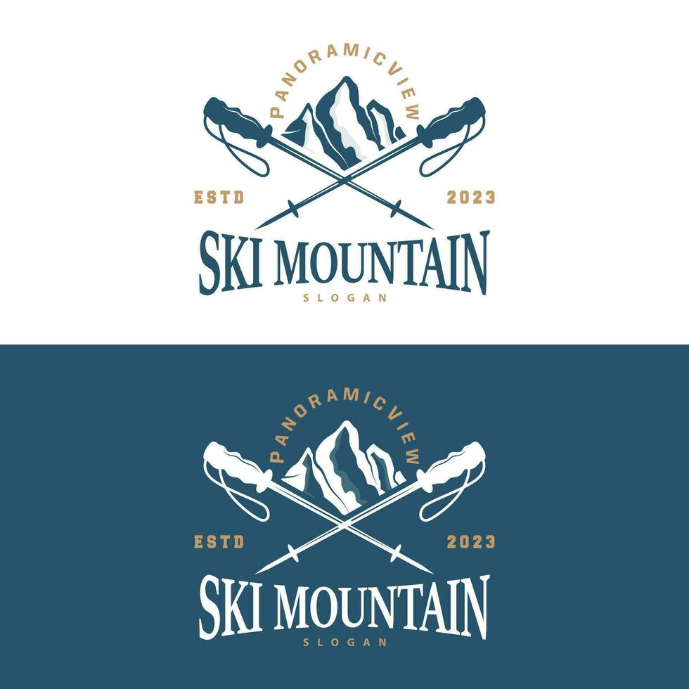 ski sport logo, winter sneeuw sport- ontwerp retro wijnoogst vector illustratie