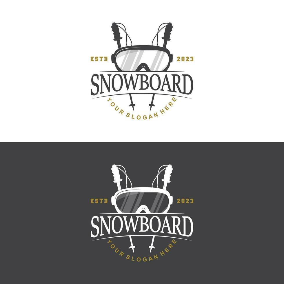 ski sport logo, winter sneeuw sport- ontwerp retro wijnoogst vector illustratie