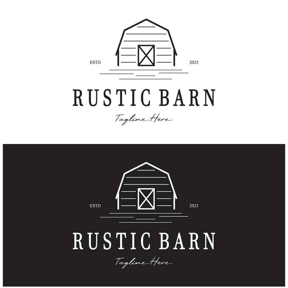 wijnoogst biologisch boerderij of schuur, magazijn, rustiek schuur en dier boerderij logo ontwerp. vector