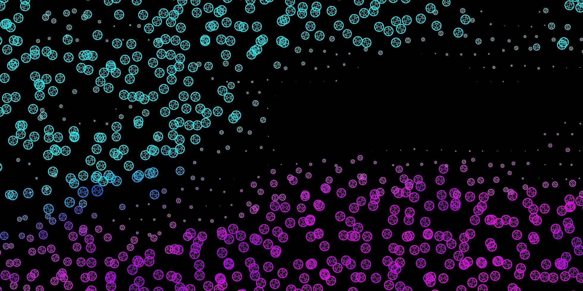 donkerroze, blauwe vectorachtergrond met occulte symbolen. vector