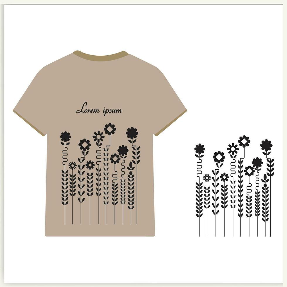 vector t-shirt ontwerp wild bloemen ontwerp elementen bloem kruiden illustratie