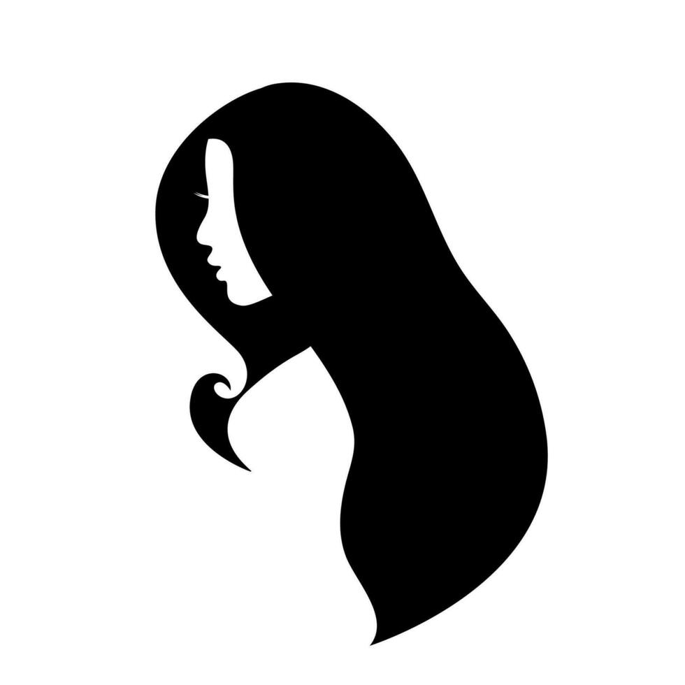 vrouw silhouet met mooi haar- vector