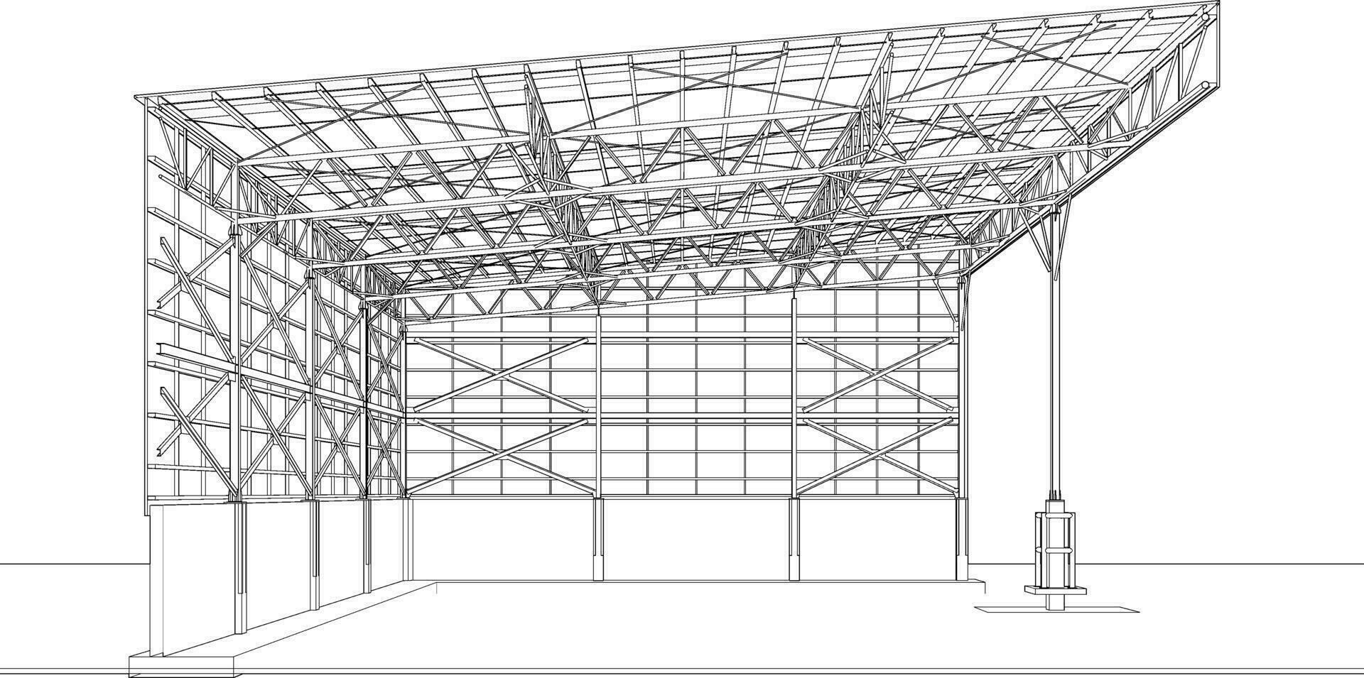 3d illustratie van industrieel gebouw vector