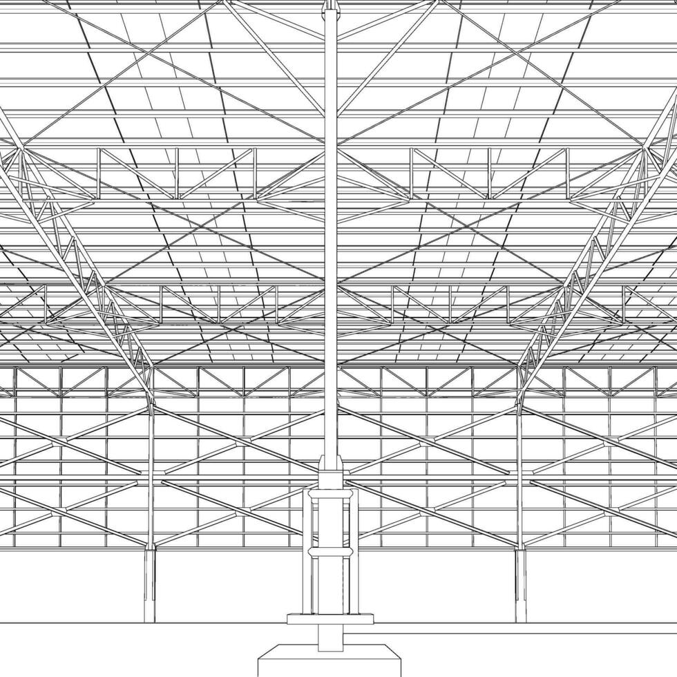 3d illustratie van industrieel gebouw vector