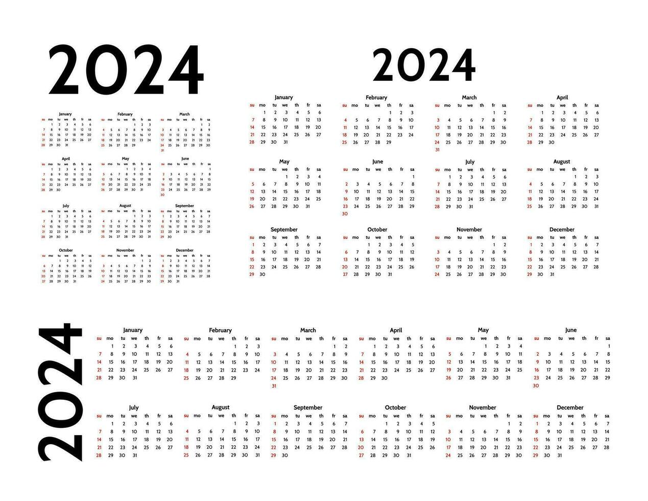 kalender voor 2024 geïsoleerd Aan een wit achtergrond vector